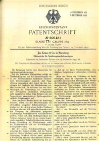 Patentschrift Gleisweiche f&uuml;r Spielzeugeisenbahnen